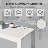 All-Weather Aluminum Outdoor Coffee Table, Modern Rectangle Patio Coffee Table for Balcony Garden, Light Grey - Photo 4