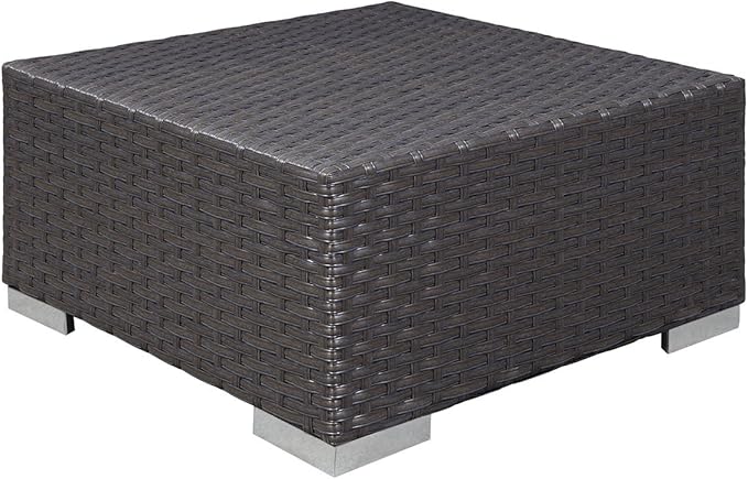 Modway Sojourn Wicker Rattan Outdoor Patio Sunbrella Fabric Ottoman in Canvas Navy - Photo 7