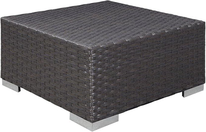 Modway Sojourn Wicker Rattan Outdoor Patio Sunbrella Fabric Ottoman in Canvas Navy