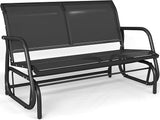 Patio Outdoor Glider Bench, High Backrest and Breathable Mesh Fabric, Yard Porch Loveseat, Outside Rocking Swing Chair - Photo 1