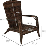 Outsunny Patio Wicker Adirondack Chair, Outdoor All-Weather Rattan Fire Pit Chair with Soft Cushions - Photo 3