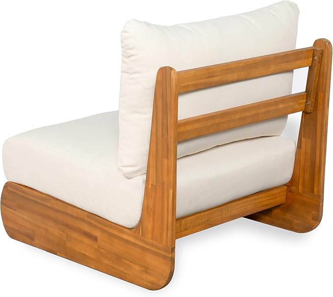 Christopher Knight Home Poppy Outdoor Club Chair with Water Resistant, Acacia Wood Lounge Chair Outdoor - Photo 6