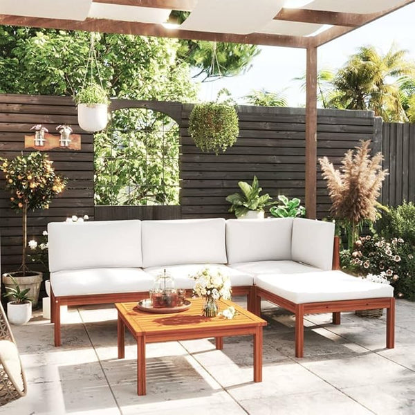 5 Piece Acacia Wood Garden Lounge Set with Cushions, Rustic Outdoor Patio Furniture for Relaxing - Photo 1