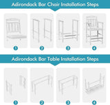 Ciokea 3 Pcs Outdoor Bar Height Table Set, 60" Extra Long Rectangle High Top Table and 2 Oversized Adirondack Chairs Set - Photo 9