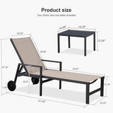 PURPLE LEAF Patio Chaise Lounge Set for 4 Outdoor Pool Lounge Chairs with Armrest and Adjustable Backrest Aluminum - Photo 3