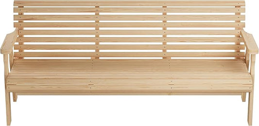 Amish Casual Heavy Duty 6 Foot Roll Back Outdoor Bench in Unfinished - Amish Made in The USA from Treated Pine for Outdoor Durability, 700 Lb Weight Capacity