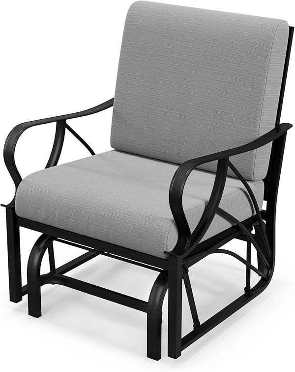 Tangkula Outdoor Patio Glider, Metal Framed Gliding Chair with Cushion - Photo 1