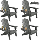 FOOWIN Folding Adirondack Chair Set of 4, HDPE Adirondack Chairs with Cup Holder - Photo 1