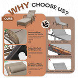 HOMEDIARY 3-Piece Outdoor Wicker Lounge Chair Set, Patio Chaise Loungers Set of 2 w/Side Table - Photo 7