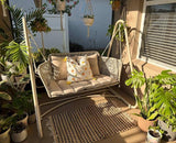 PURPLE LEAF 2-Seat Cloud Swing Chair with Stand Patio Wicker Bench Glider Loveseat Hanging Swinging for Indoor Outside - Photo 1