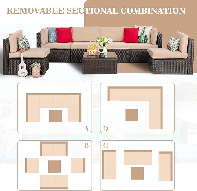 Vongrasig 7 Pieces Patio Furniture Sets - Photo 4