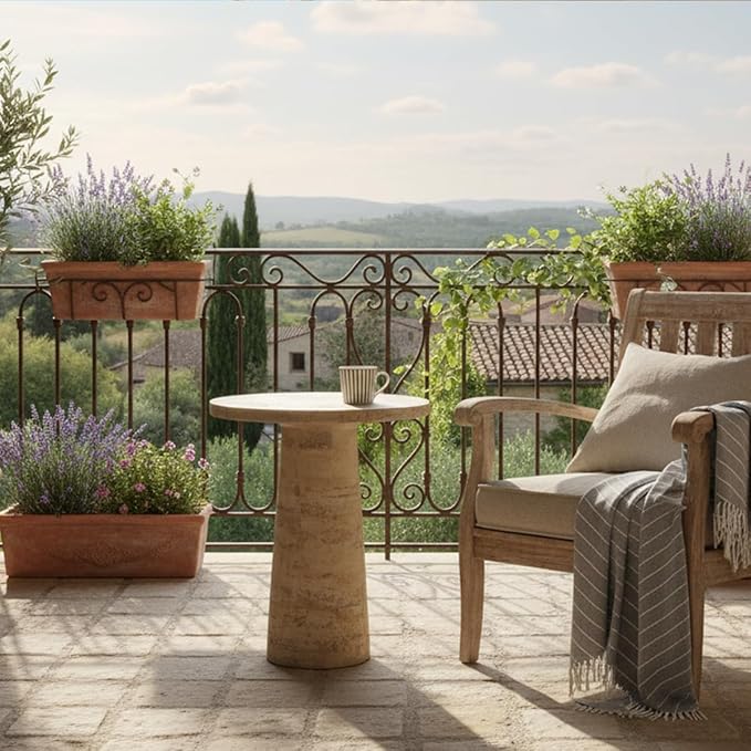 Faux Stone Side Table Round End Table Patio Small Drink Table for Small Spaces - Photo 7