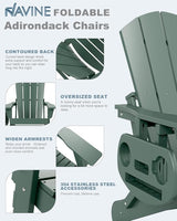 Adirondack Chair Set of 4, HDPE Folding Adirondack Chair with Multifunctional Cup Holder - Photo 4