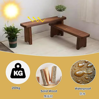 24-59inch Garden Benches for Outdoors, Wooden Bedroom Bed Bench, Indoor Flower Pot Display Rack for Entryway, Living Room, Garden, Patio, Porch, Deck(L39xW7.9xH5.9inch)