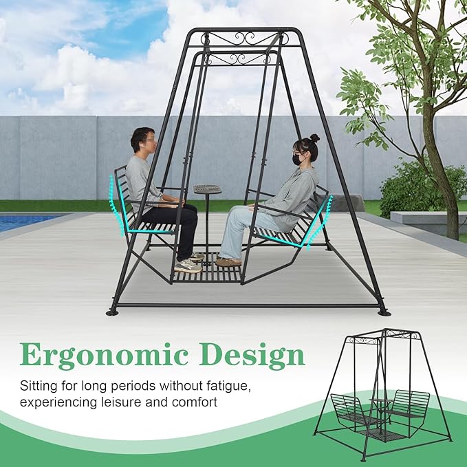 kinbor 4-Seat Patio Swing Chair - Patio Swing Chair with Stand - Photo 8