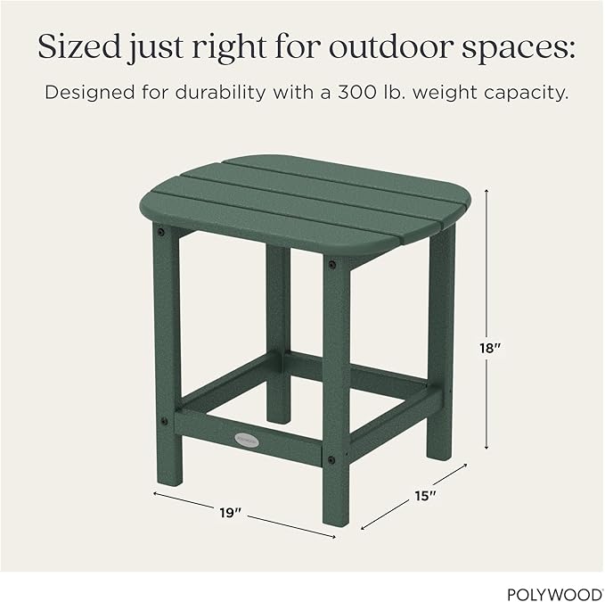 POLYWOOD SBT18GR South Beach 18" Outdoor Side Table, Green