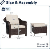 Outdoor Chairs Set with Ottomans, 4 PCS Patio Conversation Furniture Set with Removable Cushions - Photo 2
