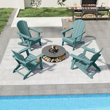 Folding Adirondack Chairs with Cup Holders, Set of 4 HDPE Plastic Outdoor Chairs, Weather Resistant, Real Wood Look - Photo 2