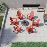 Folding Adirondack Chairs with Cup Holders, Set of 6 HDPE Plastic Outdoor Chairs, Weather Resistant, Real Wood Look - Photo 2