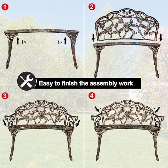TTY Store Patio Garden Bench Park Bench Loveseats for Outdoor Porch, Patio, Lawn, Balcony - Photo 6