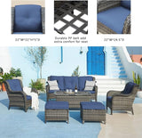 Rilyson Outdoor Patio Wicker Furniture Set - 5 Piece Rattan Patio Conversation Sectional Sofa Set with 1 Couch - Photo 7
