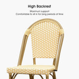 PURPLE LEAF French Bar Stool Set of 2 Bamboo Print Finish Patio Bar Stools with Back Rattan Bar Chairs Wicker Bar - Photo 5