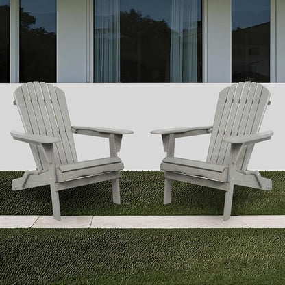 Solid Cedar Wood Folding Adirondack Chair Set of 2 – Outdoor Lounge Patio Chairs for Garden, Lawn, Backyard, Deck – Durable & Comfortable (Embossed Adirondack Chair)