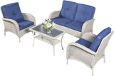 Belord 4 Pieces Patio Furniture Set for Porch Deck Balcony Outdoor, Wicker Chair Sectional Sofa Set - Photo 7