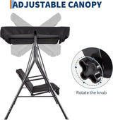 Outdoor Swing Chair with Adjustable Canopy - 3 Seat Glider Bench with Thickened Cushions for Patio, Garden - Photo 4