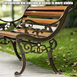 YVYKFZD Outdoor Garden Bench, Metal Bench with Backrest and Armrests, Park Benches Loveseat, Weatherproof Leisure Chair - Photo 4