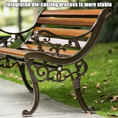 YVYKFZD Outdoor Garden Bench, Metal Bench with Backrest and Armrests, Park Benches Loveseat, Weatherproof Leisure Chair, for Lawn, Yard, Porch, Pool, Balcony, Easy Assembly(Bronze,150cm/59.0" Zinc All