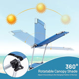 Giantex Outdoor Folding Chaise Lounge, Portable Tanning Chair with 5 Adjustable Positions, 360°Rotatable Canopy Shade - Photo 5