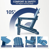4 Chairs & 2 Tables Folding Adirondack Chair Set with Side Table – HDPE Weatherproof Outdoor Patio Chairs with - Photo 7