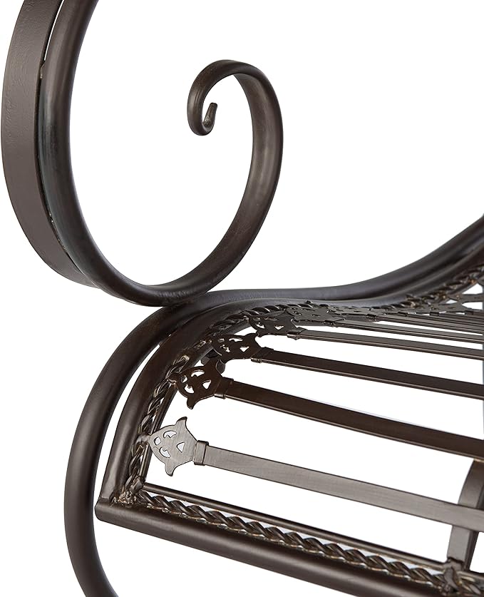 Safavieh PAT5017B Outdoor Collection Abner Rustic Brown Wrought Iron 46-inch Garden Bench
