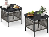 HAPPYGRILL Outdoor Side Table with Umbrella Hole 1.57”, Square Rattan Wicker Coffee Bistro End Table Umbrella Stand - Photo 1