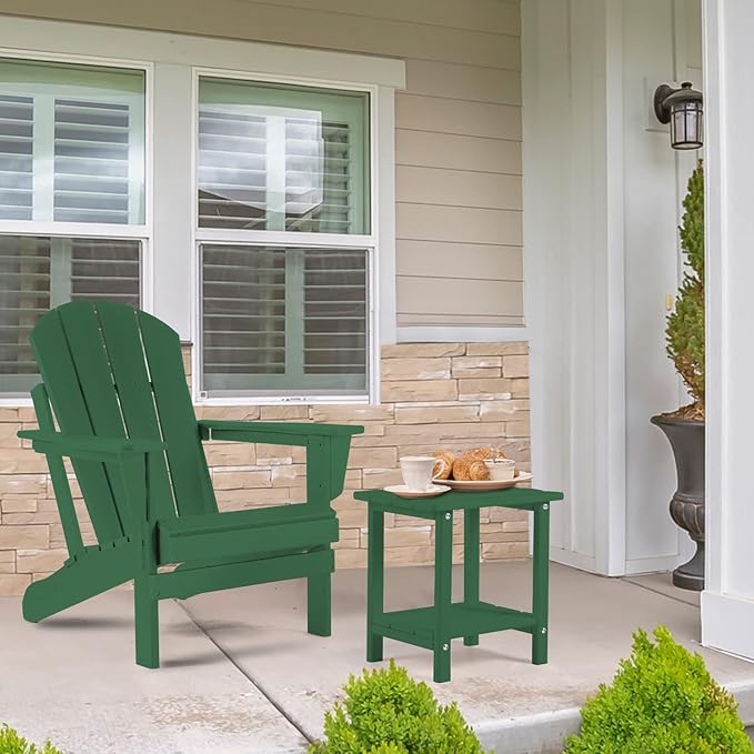Adirondack Outdoor Side Table, 2-Tier Sturdy Patio End Table Weather Resistant, 16.5" Solid Side Table for Patio, Pool - Photo 2