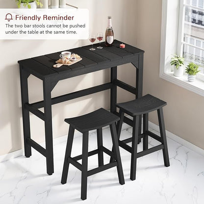 Stoog All-Weather Patio Bar Table, Outdoor Bar Table with Adjustable Feet, Patio Counter Bar Height Tables with Waterproof Top, Never Fade or Rot, for Garden, Balcony, Deck, and Poolside, Black