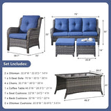 Rilyson Wicker Patio Furniture Chairs Set - 8 Piece Rattan Outdoor Patio Sectional Conversation Sets with Sofa - Photo 2