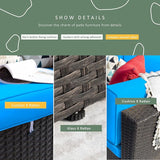 Devoko 2 Pieces Patio Furniture Sofa Sets Outdoor All Weather Sectional Corner Sofa and Armless Sofa (Blue) - Photo 4