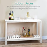 Best Choice Products 48in 2-Shelf Eucalyptus Wooden Console Table Indoor Outdoor Multifunctional Buffet Bar Storage - Photo 4