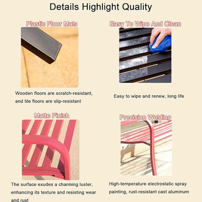 Outdoor Park Bench, Outdoor Metal Garden Bench for Yard Patio Entryway Park Outside, 600 lbs Capacity, Water-Resistant Slatted Seat