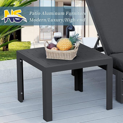NICESOUL® 2 Pieces Aluminum Tables Side Tables Grey Tea Tables for Outdoor Patio Porch Backyard Furniture Pieces in Pairs Charcoal Grey