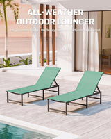 Chaise Lounge Chair Outdoor, Aluminum Patio Lounge Chairs Set of 2 - Photo 3