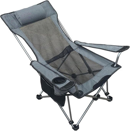 Generic Lounge Chair Adjustable Position Folding Camping Cot, Outdoor Lounger Folding Zero Gravity Outdoor Recliner Patio Lounge Chair Headrest