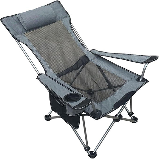 Generic Lounge Chair Adjustable Position Folding Camping Cot, Outdoor Lounger Folding Zero Gravity Outdoor Recliner Patio Lounge Chair Headrest