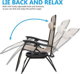 SUPER DEAL Zero Gravity Chair Set of 2 Folding Anti Gravity Recliner Outdoor Patio Beach Lounger Chair with Side Cup - Photo 5