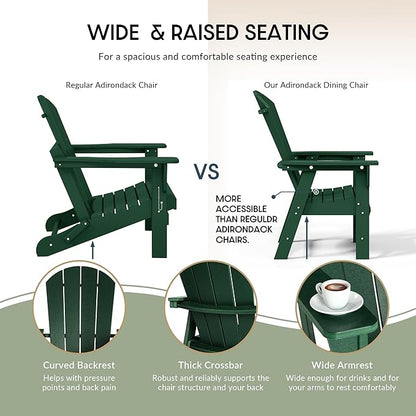 WestinTrends Malibu Outdoor Patio HDPE Plastic Adirondack Dining Chair Dark Green