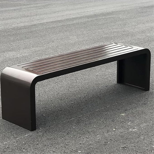 Steel Frame Backless Outdoor Bench,Garden Porch Park Patio Bench,Outdoor Benches Seat for Outside,Metal Patio Seating for Garden,Porch,Park,Entryway(Brown)