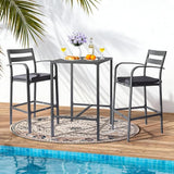 VINGLI 27 Inch Outdoor Bar Table, All-Weather Aluminum Patio Balcony Pub Table for Pool, Blacony, Yard (Gray) - Photo 2