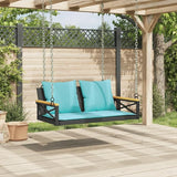 Black and Blue Patio Swing Bench with Cushions, Outdoor Furniture for Garden Balcony, Durable PE Rattan and Metal Frame - Photo 4